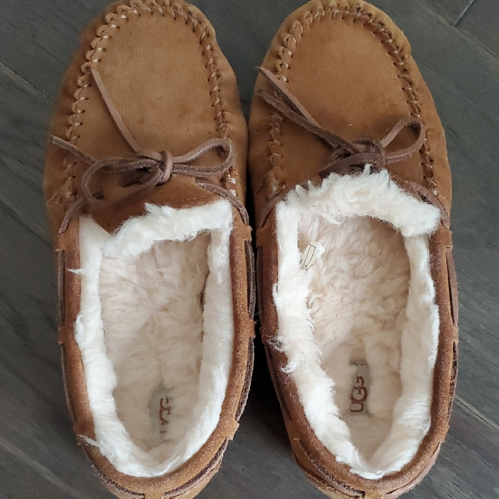 UGG Brown Suede Slippers with Cream Lining